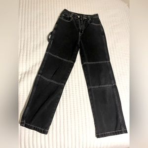 SHEIN Black Jeans Wide leg stitch Highrise XXS